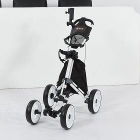 Lightweight 4-Wheel Golf Push Cart with Click-Folding Trolley Easy Open Compact Pull Caddy Durable and Mobile