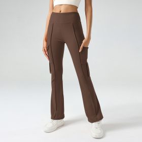 Winter Workwear Pockets Flared Pants (Option: Brown-M)