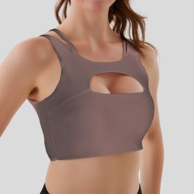 Hollow Sports Bra (Option: Brown-S)