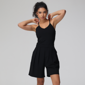 One Piece Short Style' Waist Pleats (Option: Black-M)