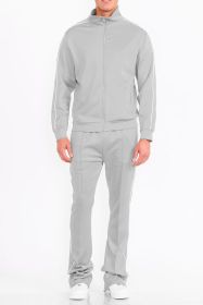 Mens Side Pipe Track Jacket (Color: Grey, size: XL)