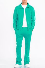 Mens Side Pipe Track Jacket (Color: TEAL, size: 2XL)