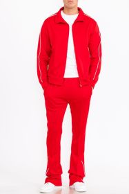 Mens Side Pipe Track Jacket (Color: Red, size: M)