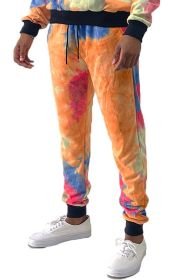 COTTON TYE DYE SWEAT PANTS (Color: RED ORANGE, size: 3XL)