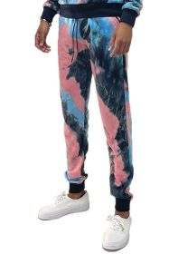 COTTON TYE DYE SWEAT PANTS (Color: BLACK BLUE, size: S)