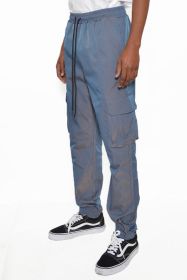 PEACOCK IRIDESCEINT JOGGER PANTS (Color: Blue, size: S)