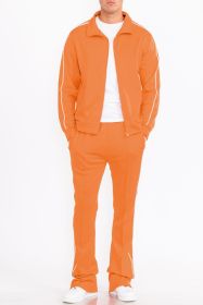 Mens Side Pipe Track Jacket (Color: Orange, size: M)