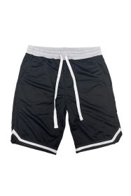 Solid Athletic Basketball Sports Shorts (Color: Black, size: 3XL)