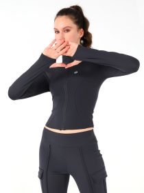 Stand Collar Jacket (Option: Grey-L)