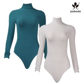 Round Neck Long Sleeved Brushed Warm Jumpsuit (Option: Green x meter white-M)